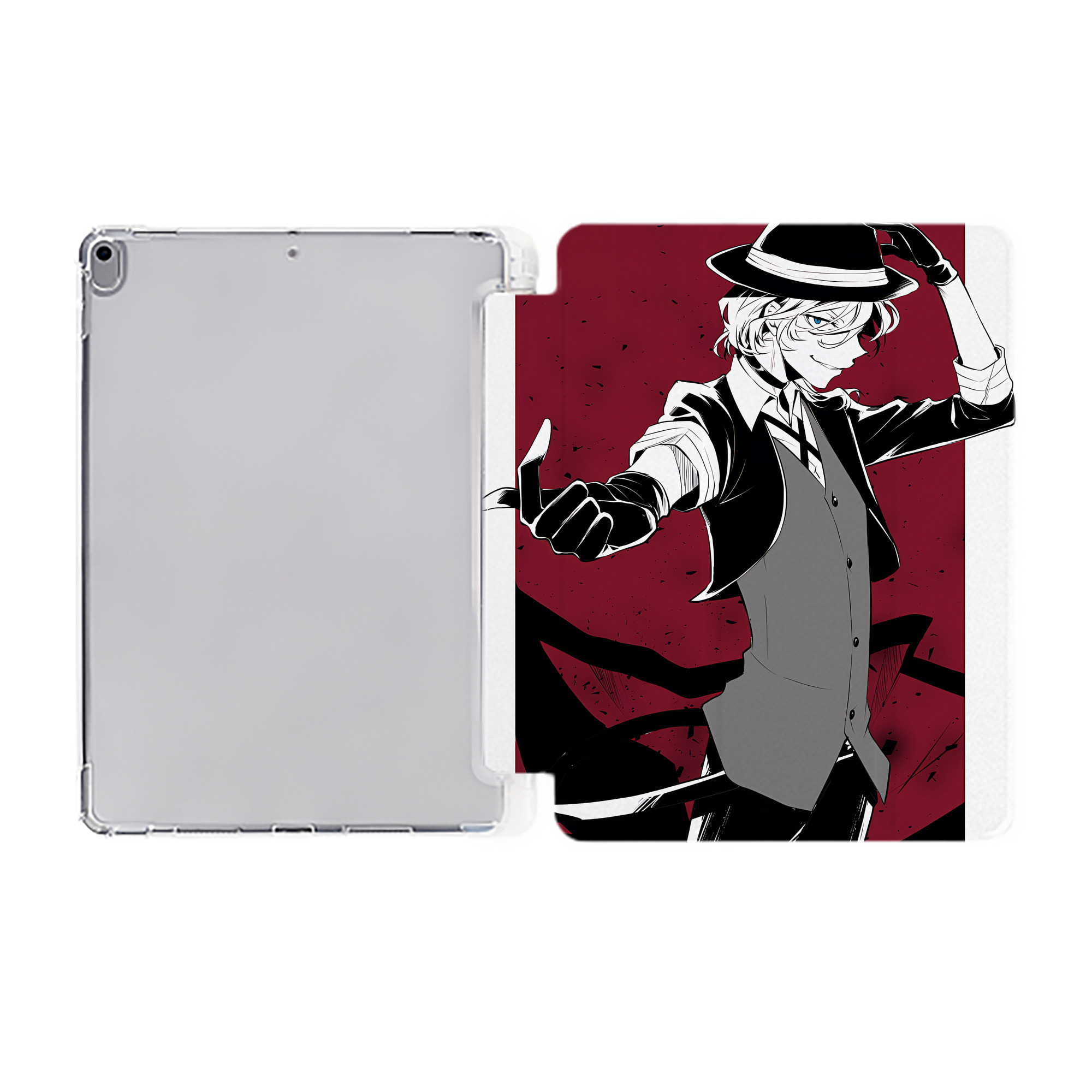 （画像用） 文豪ストレイドッグス Bungo Stray Dogs IPad ケース ペン収納付き 三つ折りスタンド PUレザー×シリコン 対応機種9.5/10.5/10.9インチ